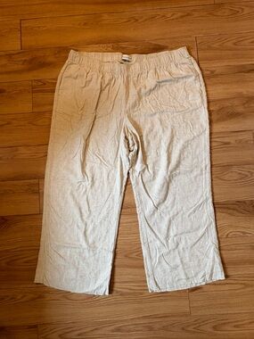 Abercrombie & Fitch Cream Linen-Blend Wide Leg Pants